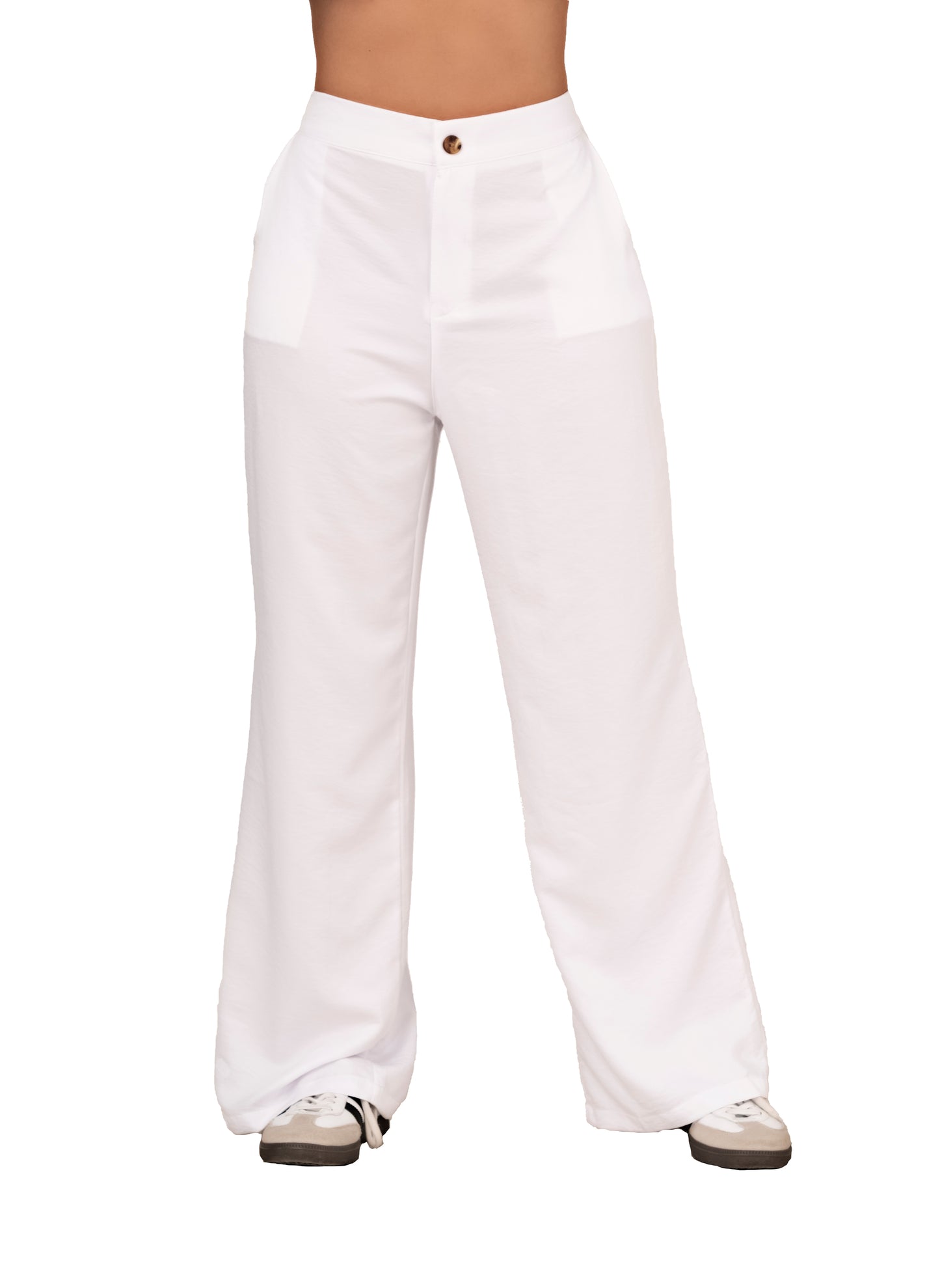 PANTALON EN POLIESTER BLANCO O MARFIL 2