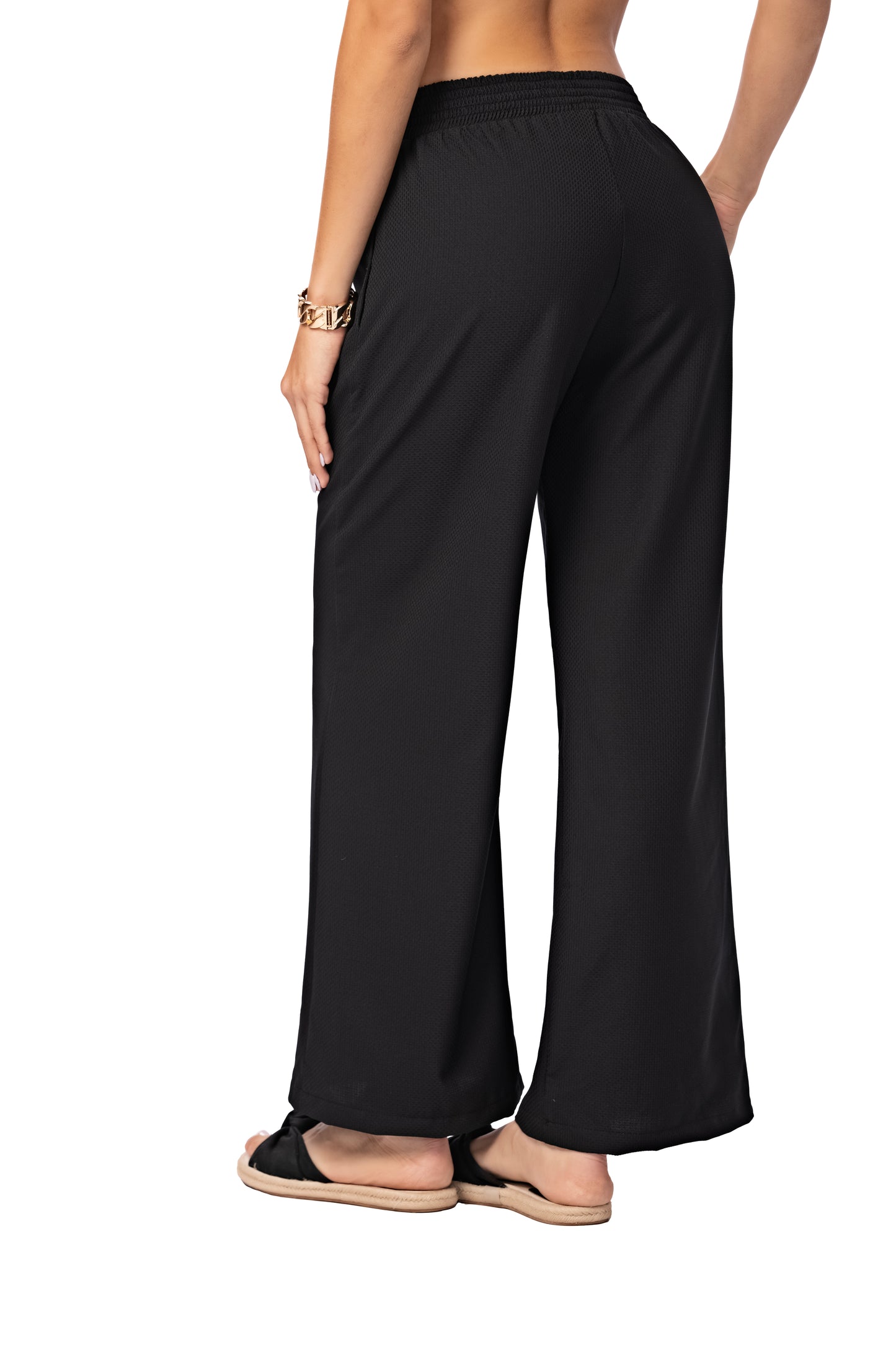 PANTALON EN POLIESTER STRECH NEGRO 2
