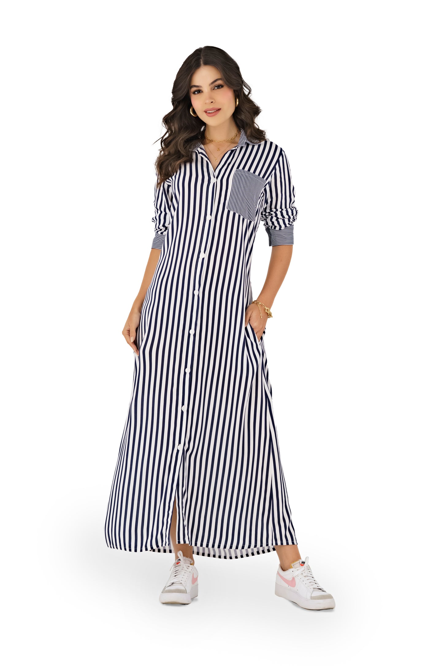 VESTIDO EN RAYON AZUL CLARO O OSCURO 1
