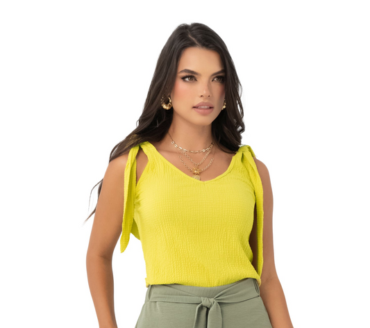 BLUSA CON TEXTURA CORRUGADA VERDE LIMON 1