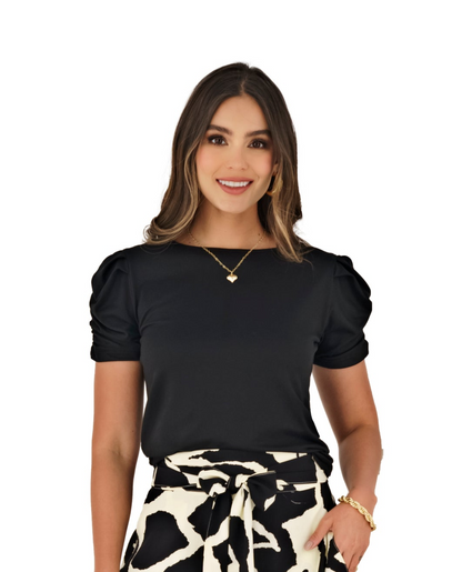 BLUSA EN PIEL DE DURAZNO NEGRO 2