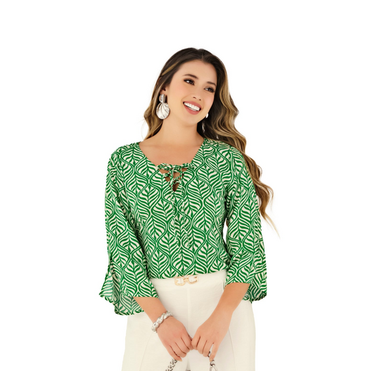 BLUSA EN RAYON VISCOSA VERDE 1