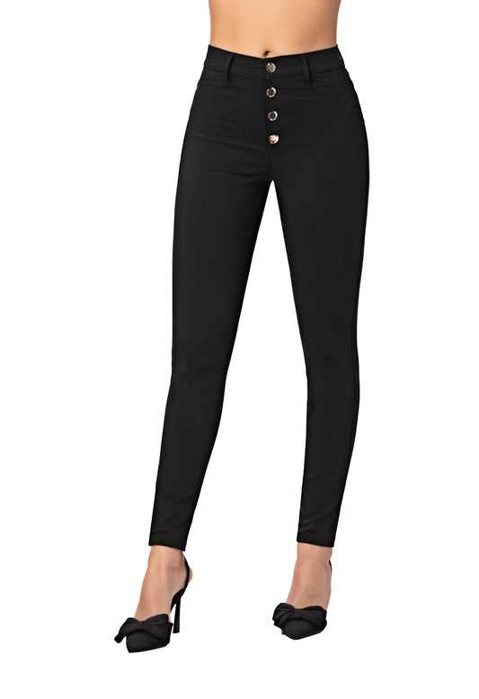 PANTALON EN BENGALINE NEGRO 1