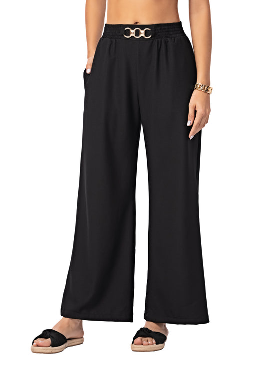 PANTALON EN POLIESTER STRECH NEGRO 1