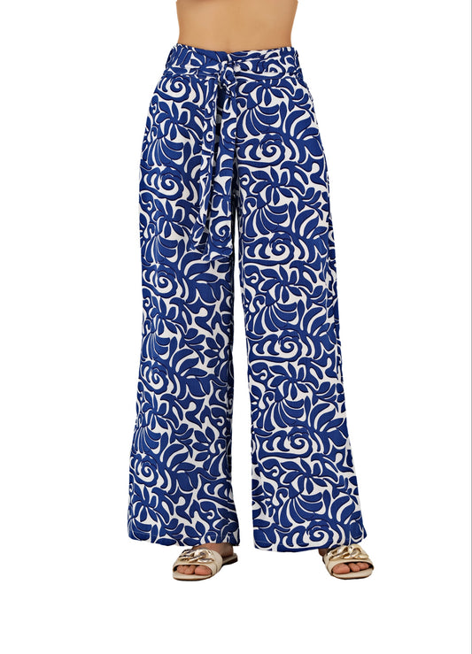 PANTALON EN RAYON VISCOSA AZUL 1