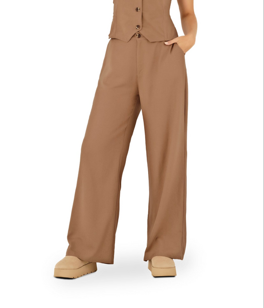 PANTALON EN RAYON VISCOSA CARAMELO 3