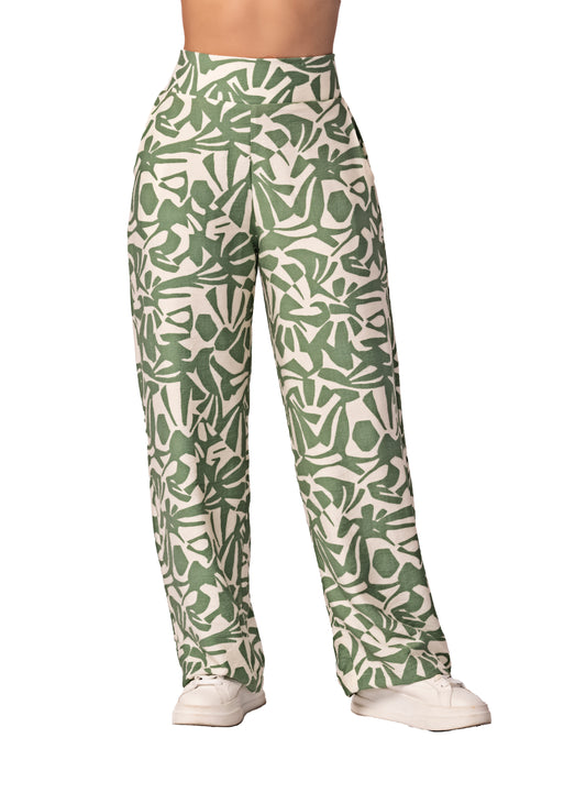 PANTALON EN RAYON VISCOSA VERDE 1