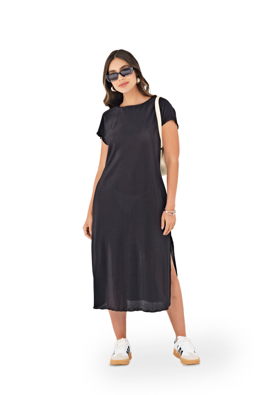 VESTIDO EN POLIESTER NEGRO 1